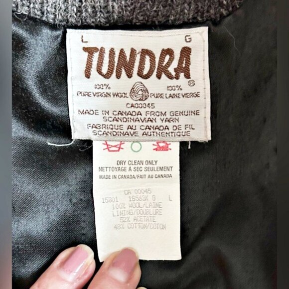 Vintage Tundra Mens Grey 100% Pure Virgin Wool Cardigan Sweater Jacket~L~ - Picture 6 of 6